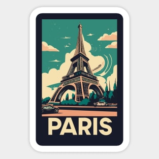 A Vintage Travel Art of the Eiffel Tower in Paris - France Sticker